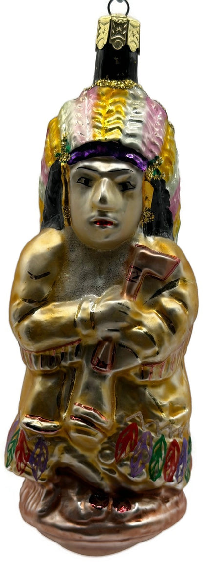 Christopher Radko Sitting Bull Indian Chief Glass Christmas Ornament 91 107 00