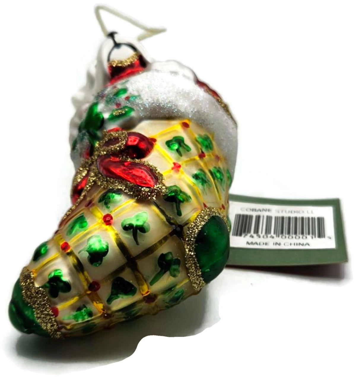 Cobane Studio LLC Dog Celtic Stocking Glitter Glass Christmas Ornament B0152