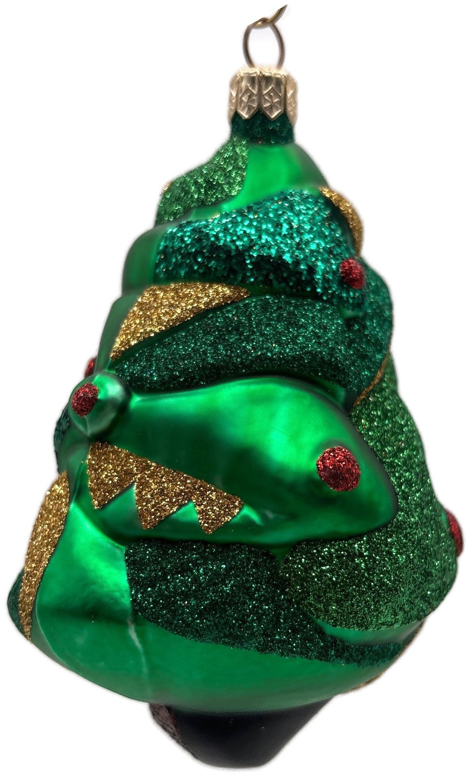 Patricia Breen Cubist Tree Green Red Gold Star Glittered Christmas Ornament 99085