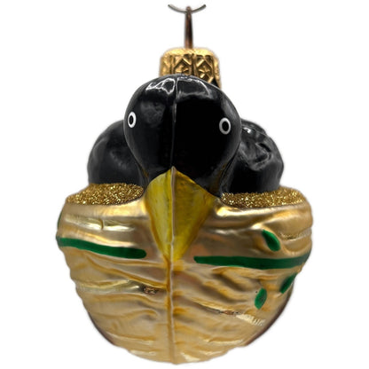 Patricia Breen Nesting Instinct Black Gold Acorns Birds Christmas Ornament 95142