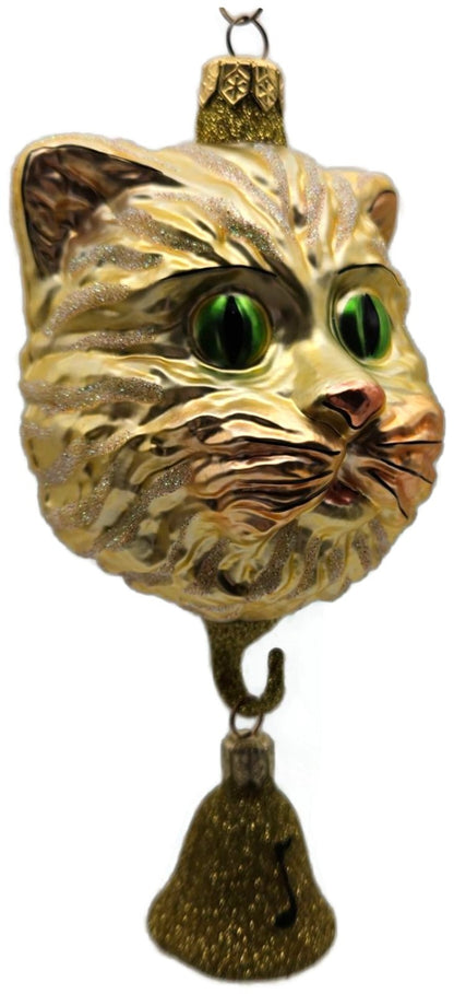 Patricia Breen Here Kitty Kitty Gold Glitter Bell 2 Part Christmas Ornament 97202