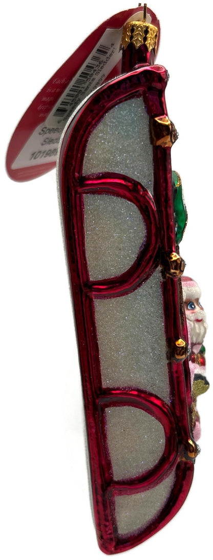 Christopher Radko 2019 Speedy Santa Sledder Glass Christmas Ornament 10198993