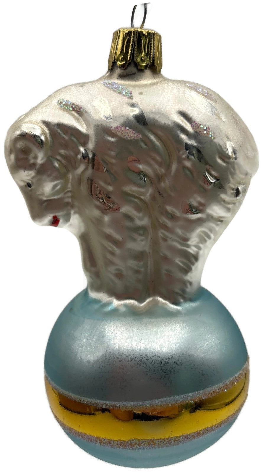 Christopher Radko Polar Bear Blue Ball Glass Christmas Tree Ornament 92 184 00