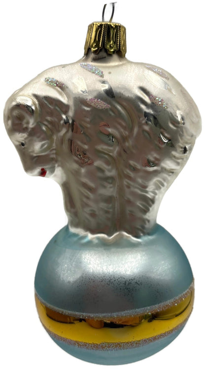 Christopher Radko Polar Bear Blue Ball Glass Christmas Tree Ornament 92 184 00