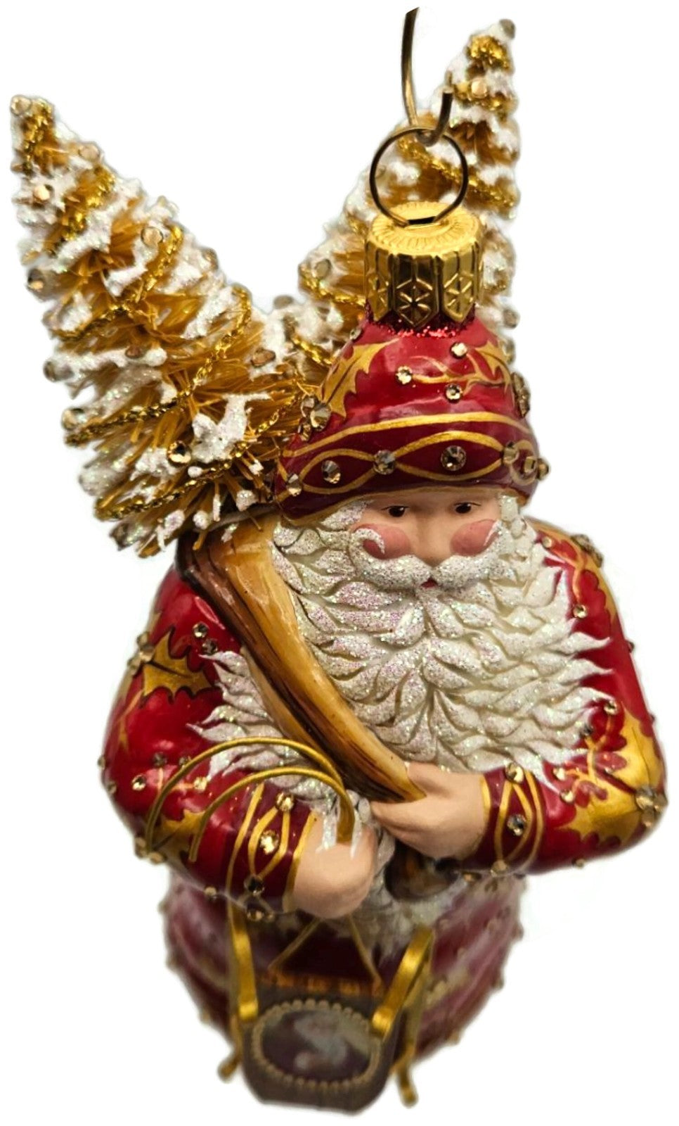 Patricia Breen Oakley Claus Red Gold Holly Santa Christmas Ornament 34328