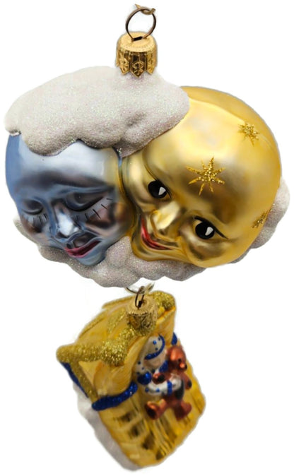 Patricia Breen Sweet Dreams Blue Polka Dots Gold Stars Christmas Ornament 97477