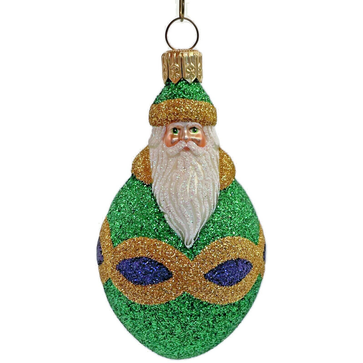 Patricia Breen Miniature Faberge Santa Green Purple Christmas Tree Ornament 21500