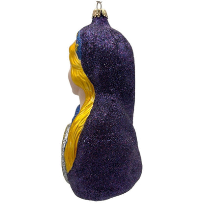 Larry Fraga Embracement Stars Purple Glitter Glass Holiday Christmas Ornament7