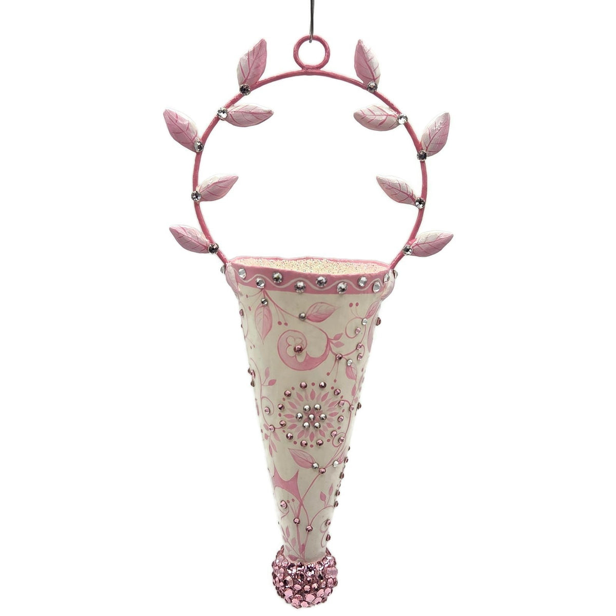 Patricia Breen Christmas Cornucopia Chinoiserie Pink Basket Spring Ornament 324310