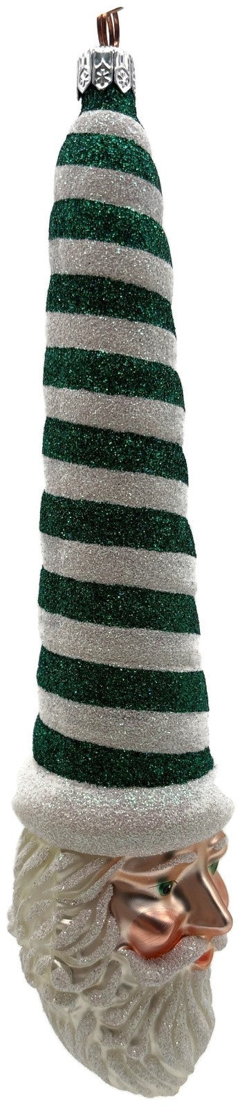 Patricia Breen Sucre Santa Green White Spearmint Striped Christmas Ornament 20381