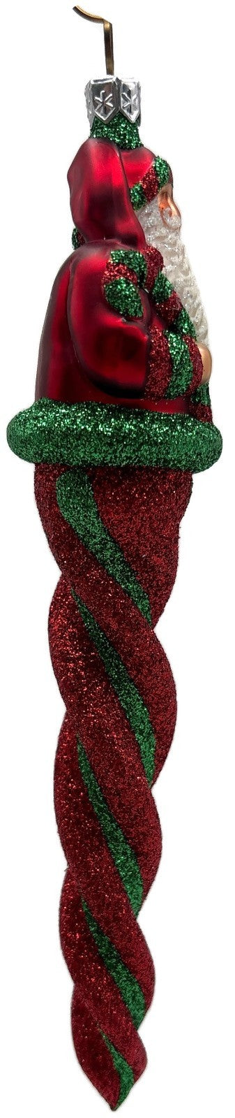 Patricia Breen Santa Sopel Red Twisted Candy Cane Glass Christmas Ornament 23442