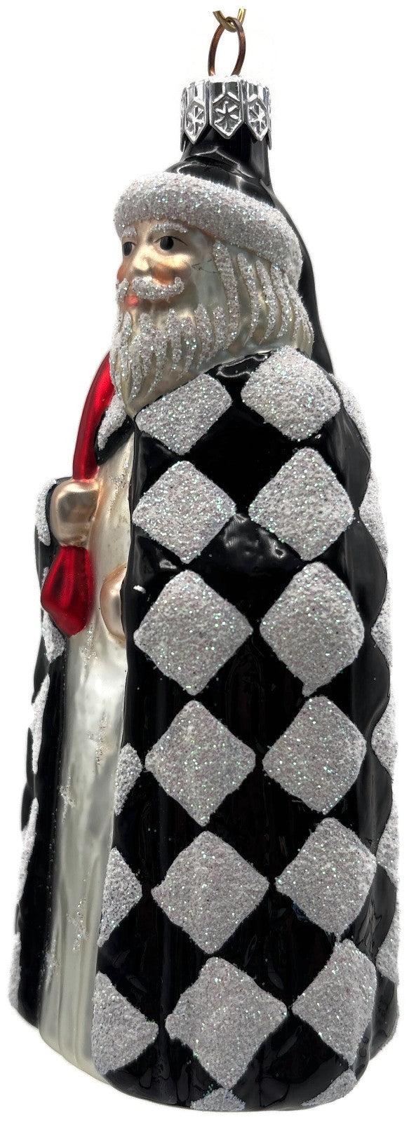 Patricia Breen Saint Louis Santa Black White Diamond Christmas Ornament 97371