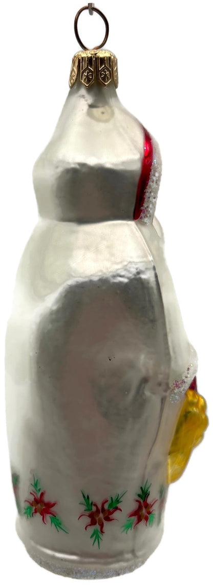 Christopher Radko Poinsettia Santa White Glass Christmas Ornament 1993 91-038-15