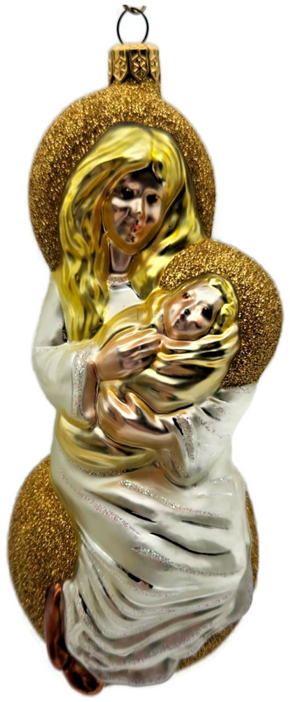 Patricia Breen Seated Madonna Gold Baby Jesus Glass Christmas Tree Ornament 99340