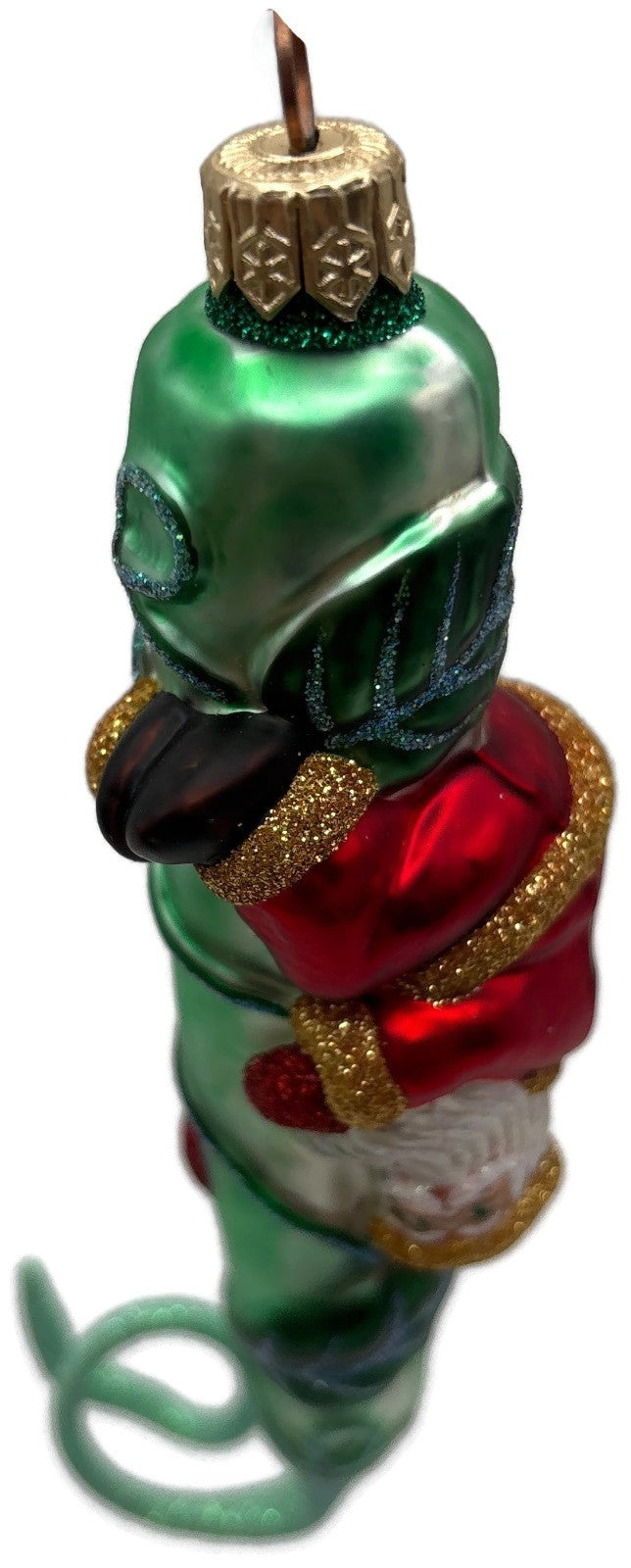 Patricia Breen Santa and the Beanstalk Red Green Matte Christmas Ornament 99288