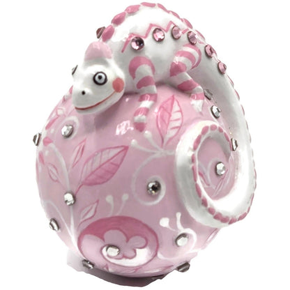 Patricia Breen Miniature Chameleon Sculpture Chinoiserie Pink Ornament CATZ 32530