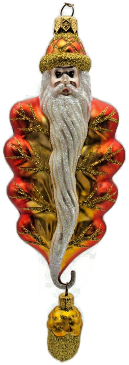 Patricia Breen Oak Leaf Santa Orange Matte Fall 2 Part Christmas Ornament 97320