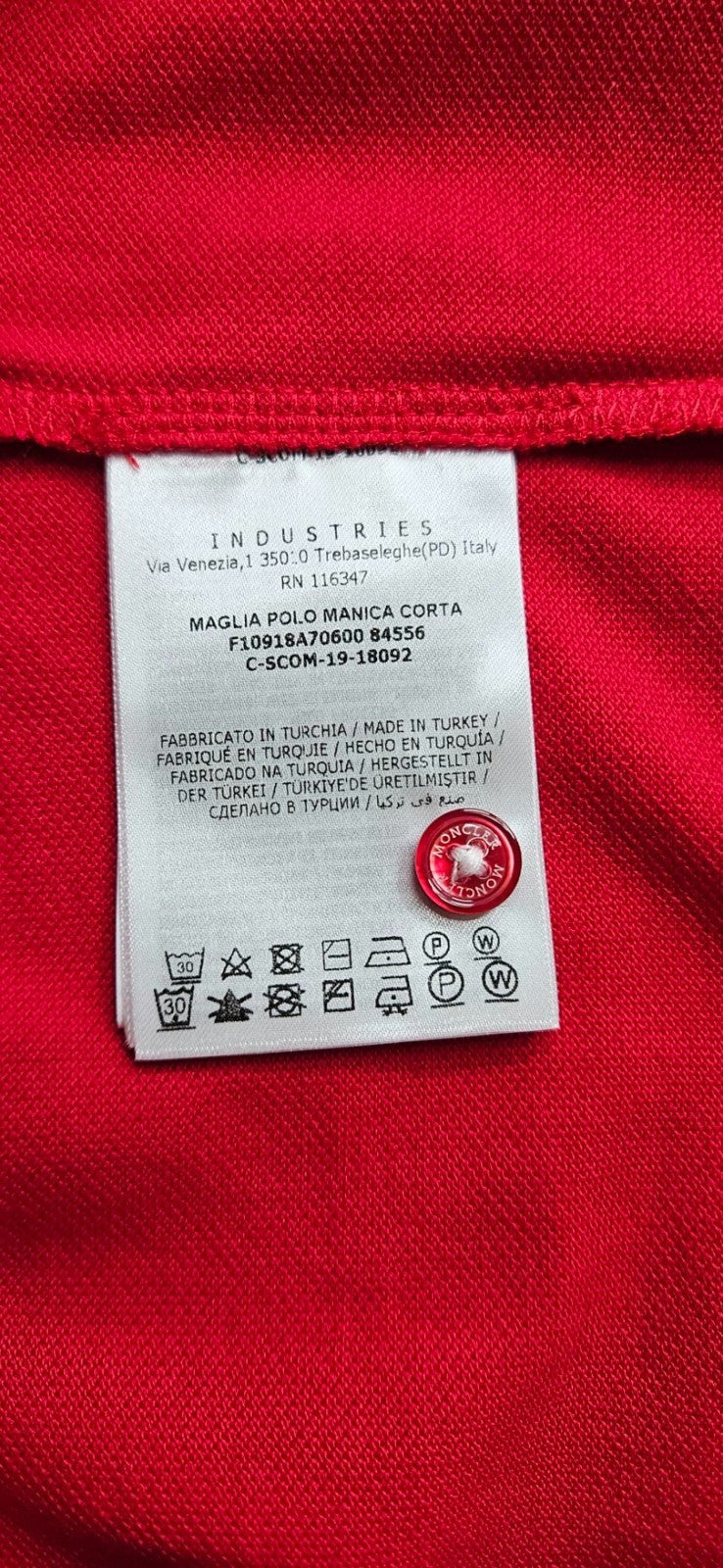 Moncler Maglia Polo Manica Corta Red Men's Size S NWT F10918A70600 8455611