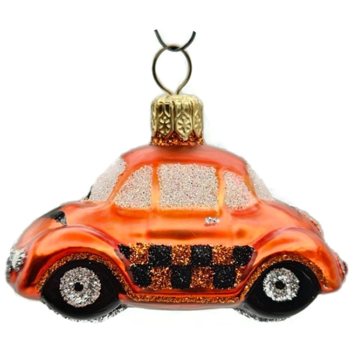 Patricia Breen Miniature Taxi Orange Car Pumpkin Glass Halloween Ornament 23734