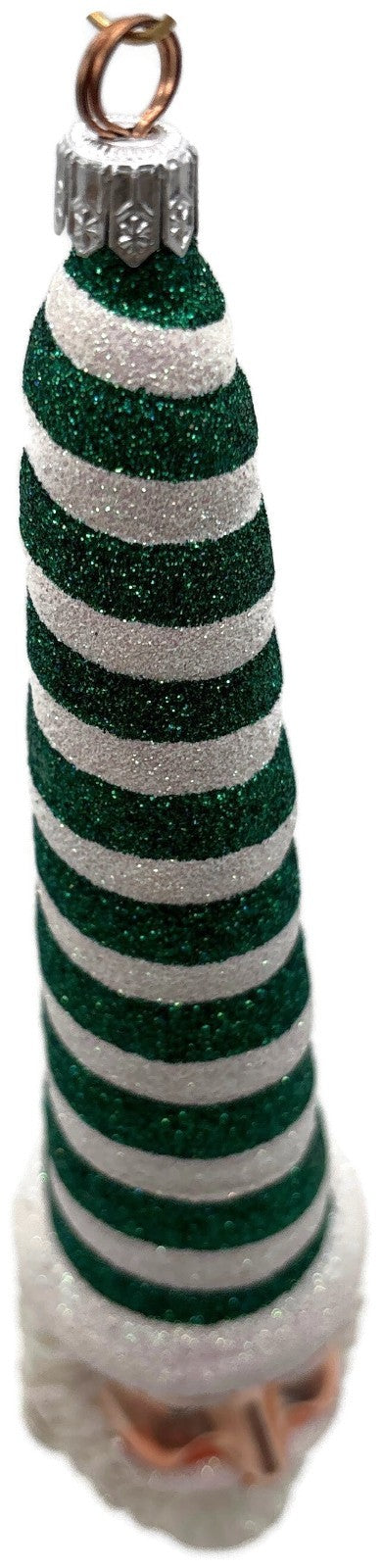 Patricia Breen Sucre Santa Green White Spearmint Striped Christmas Ornament 20388