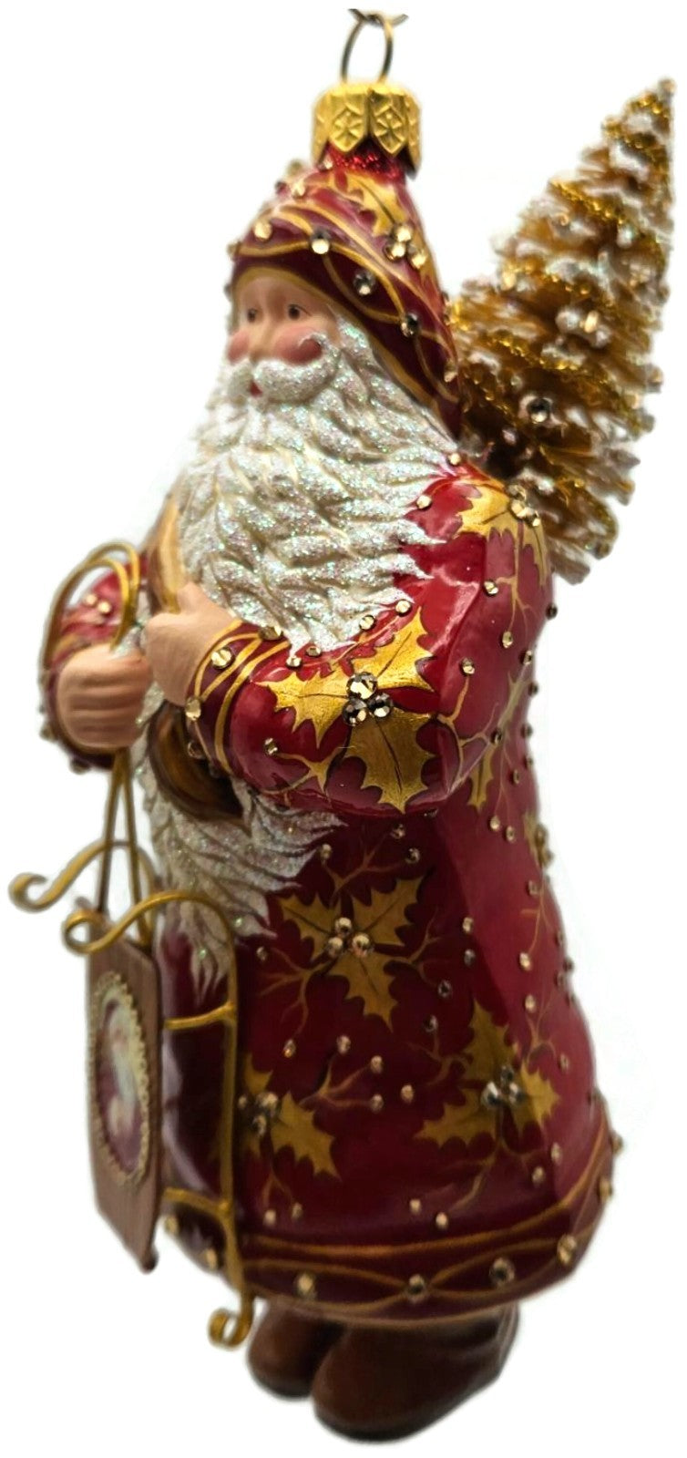 Patricia Breen Oakley Claus Red Gold Holly Santa Christmas Ornament 34327
