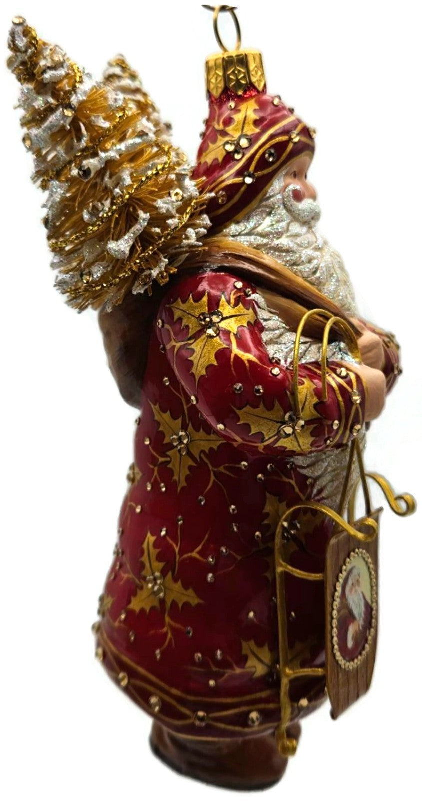 Patricia Breen Oakley Claus Red Gold Holly Santa Christmas Ornament 34322