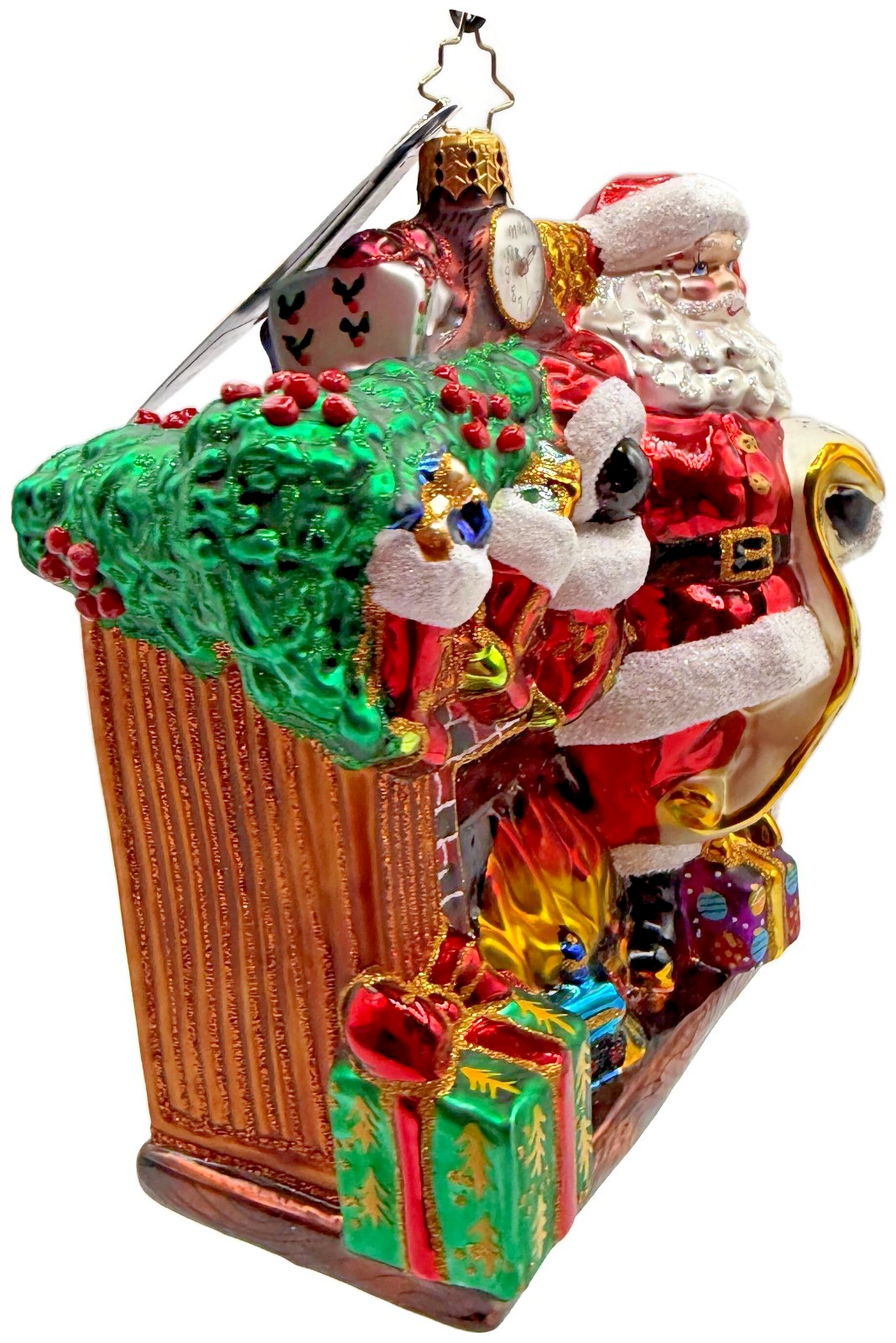 Christopher Radko Joyful Visit Santa Claus Fireplace Christmas Ornament 10172978