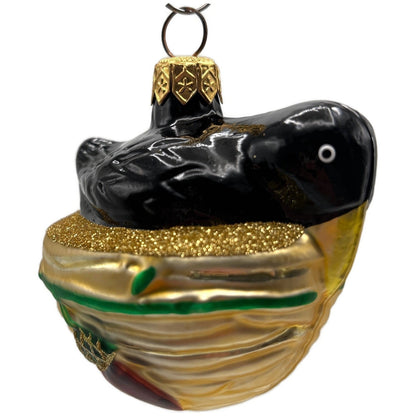 Patricia Breen Nesting Instinct Black Gold Acorns Birds Christmas Ornament 95143