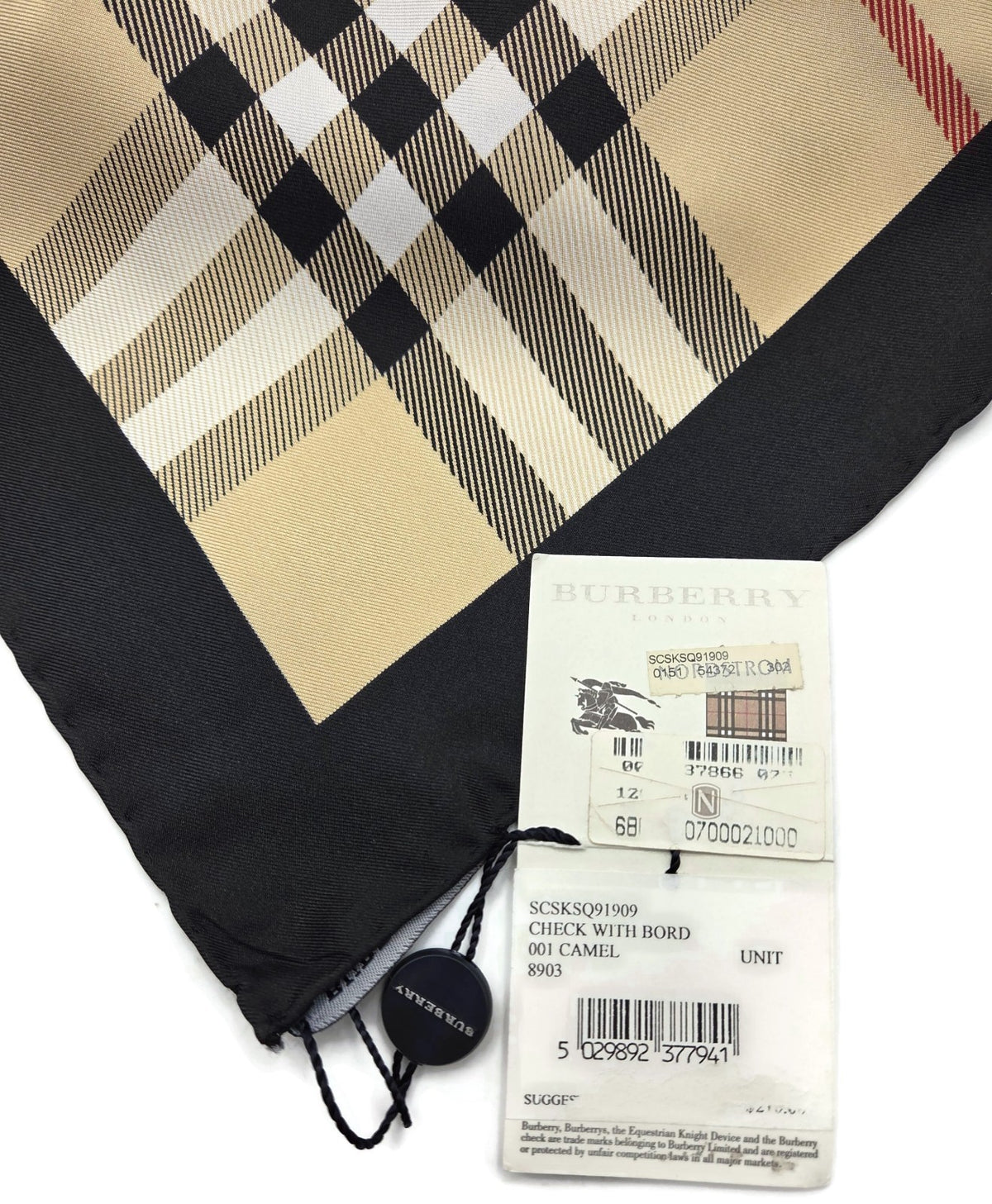 Burberry London Scarf Classic Check  Square Camel Beige New 100% Silk 34 X 341