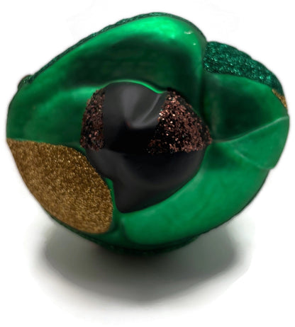 Patricia Breen Cubist Tree Green Red Gold Star Glittered Christmas Ornament 99089