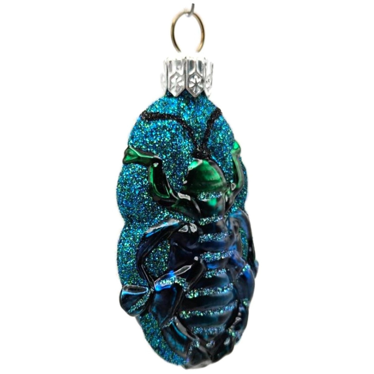 Patricia Breen Bugs Turquoise Beetle Blue Glitter Glass Christmas Ornament 32117
