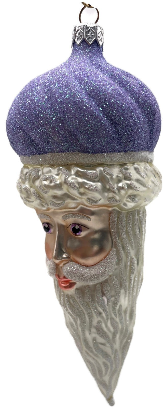 Patricia Breen Minsk Santa Claus Head Lavender Christmas Tree Ornament AIC 96351