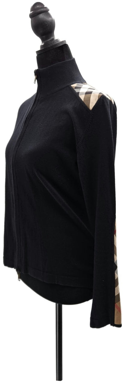 Burberry London Nova Check Full Zip Funnel Neck Cardigan Black Women's M Italy8