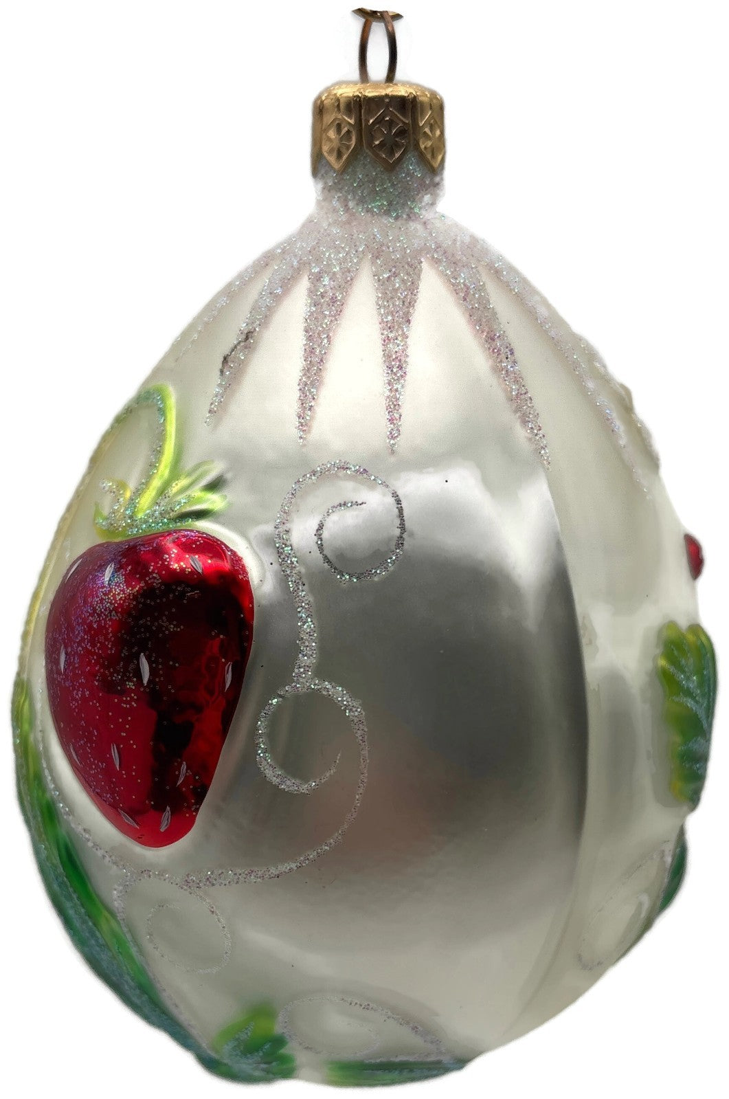 Patricia Breen 1998 Strawberry Egg Matte Pearl Neiman Marcus Easter Ornament3