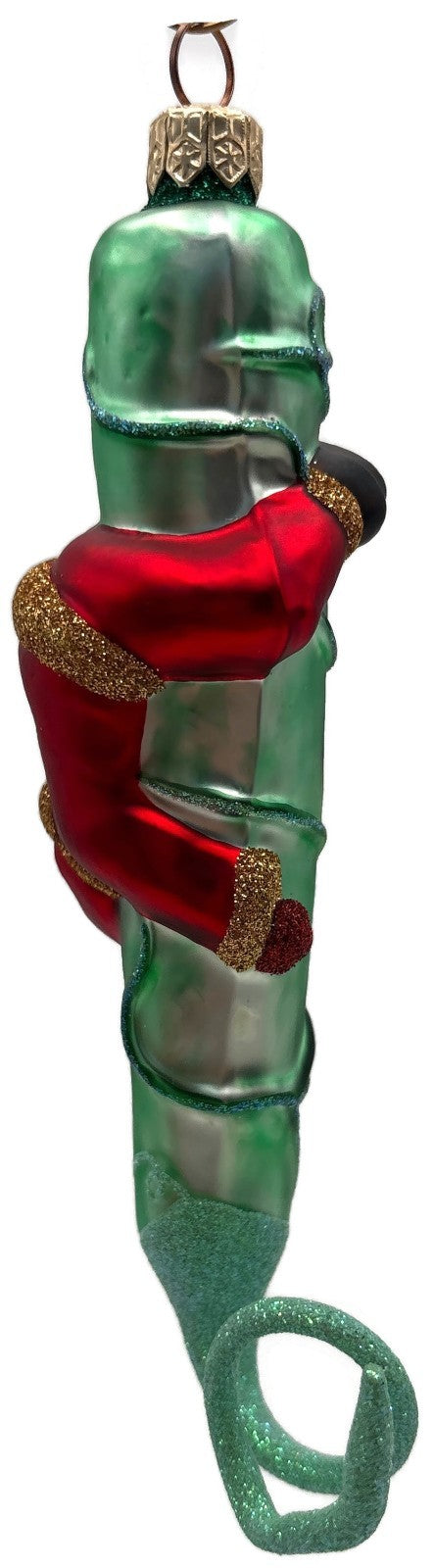Patricia Breen Santa and the Beanstalk Red Green Matte Christmas Ornament 99286