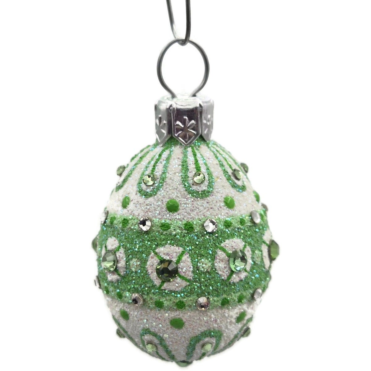 Patricia Breen Miniature Egg Zakopane Green White Swarovski Easter Ornament 30184