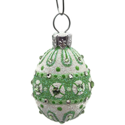 Patricia Breen Miniature Egg Zakopane Green White Swarovski Easter Ornament 30184
