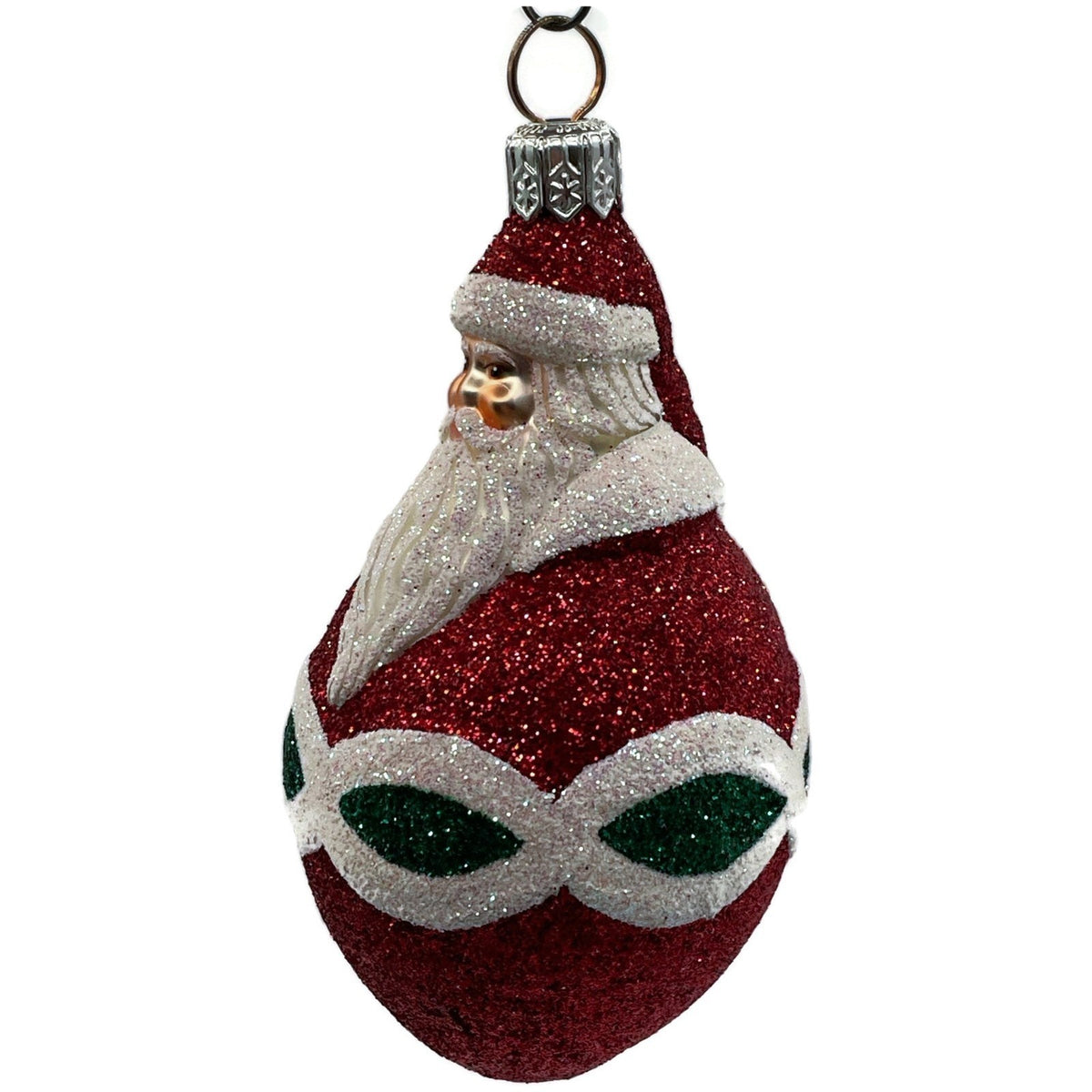 Patricia Breen Miniature Faberge Santa Red Green Glass Christmas Ornament 21509