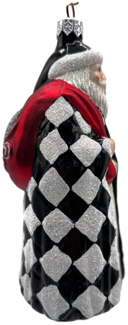 Patricia Breen Saint Louis Santa Black White Diamond Christmas Ornament 97376