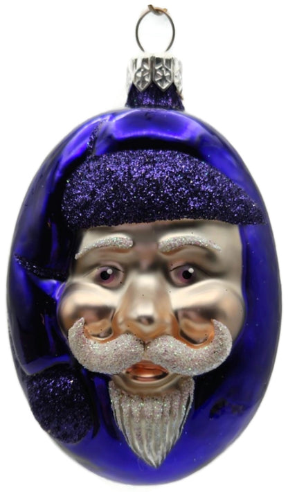 Patricia Breen Jelly Bean Santa Head Purple Shiny Christmas Tree Ornament 99160