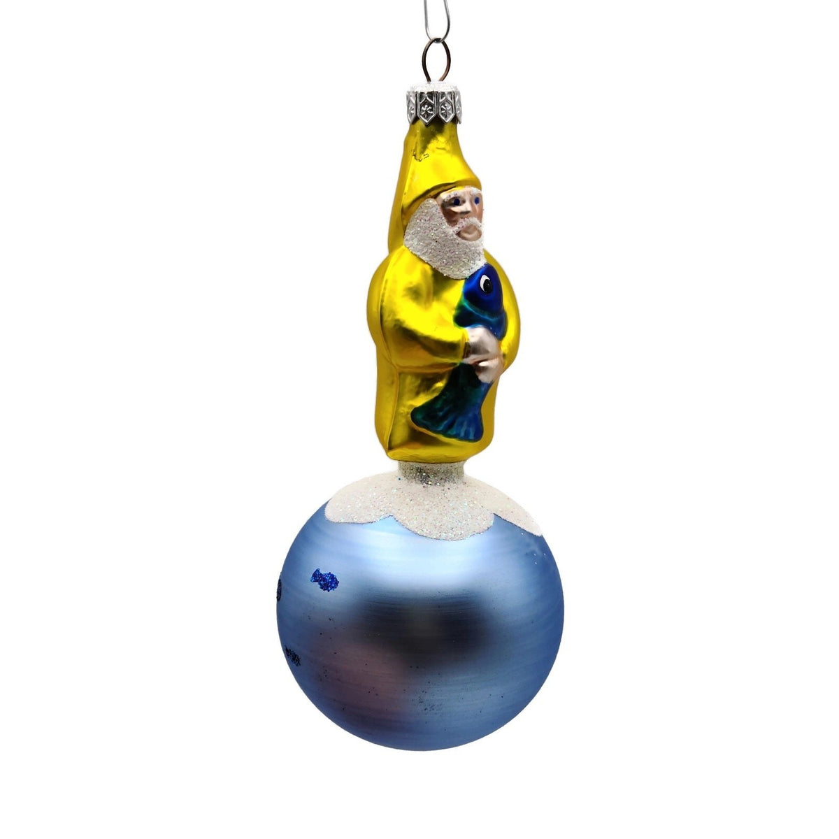 Patricia Breen Marinista Santa Matte Ball Glittered Fish Nautical Ornament 95290