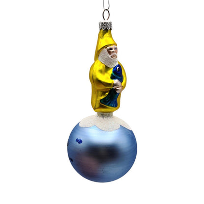 Patricia Breen Marinista Santa Matte Ball Glittered Fish Nautical Ornament 95290