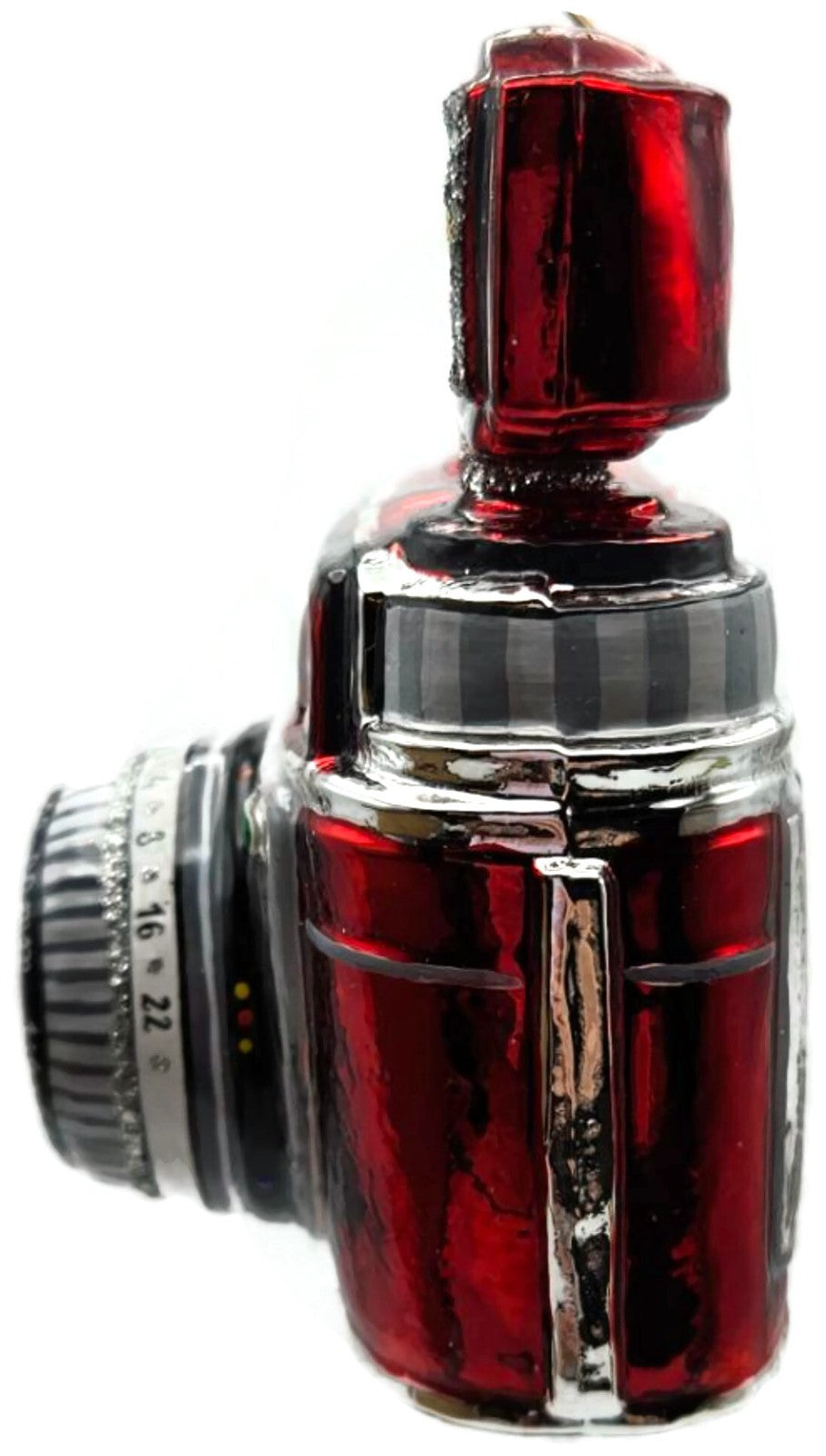 Vintage Style Glass Camera Red Sparkle Glitter Hand Painted Christmas Ornament4