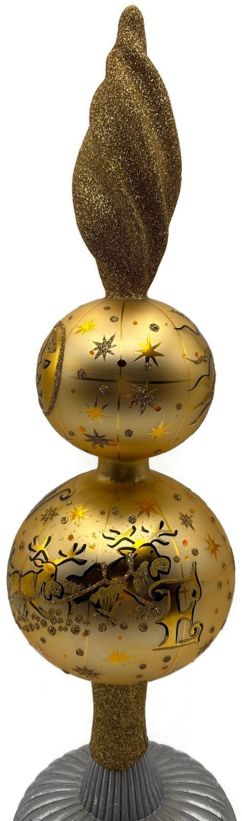 Patricia Breen Northward Ho 2 Ball Sun Moon Gold Christmas Finial Topper 95846