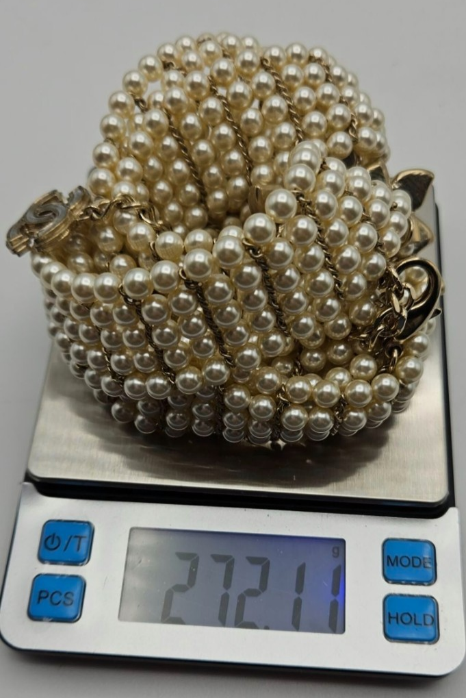 Chanel Paris Bombay 12A Pearl Camellia Necklace Belt Gold Tone 2012 w/ Box12