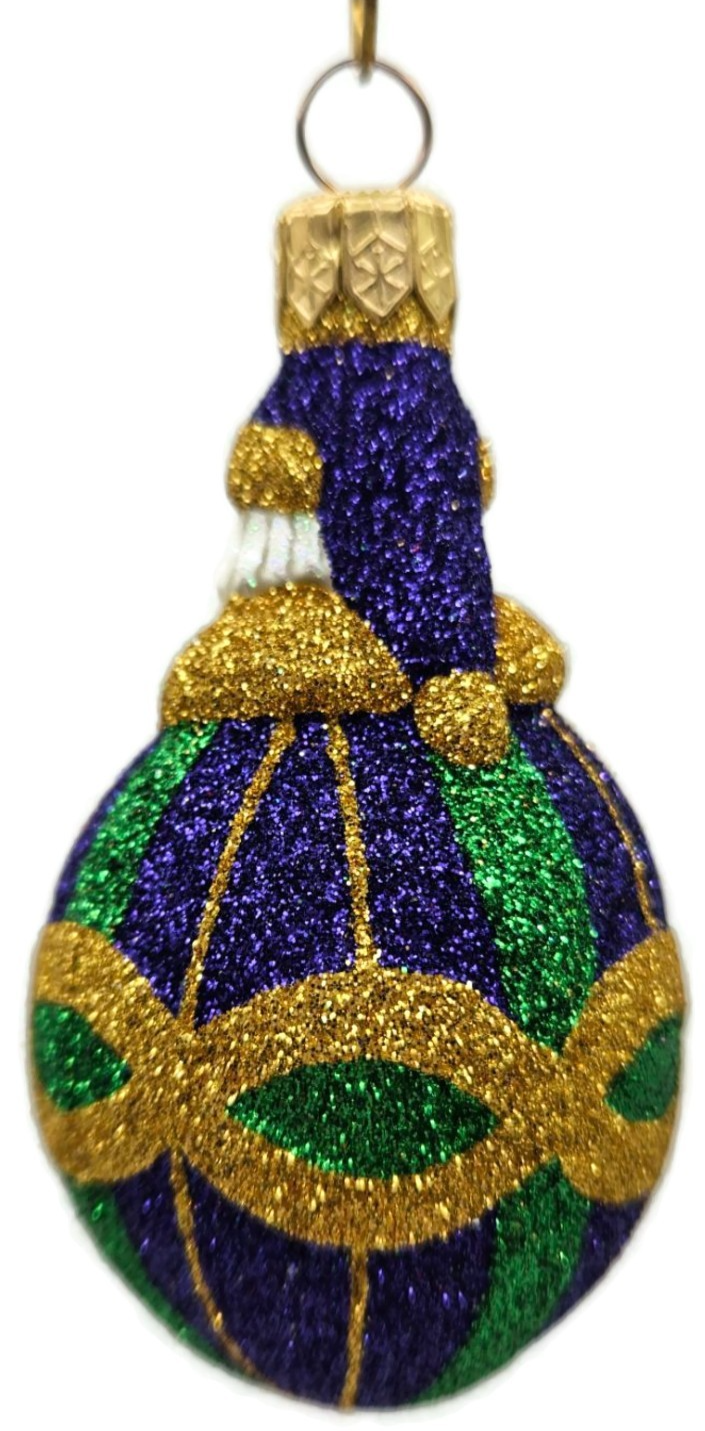 Patricia Breen Miniature Faberge Santa Plaid Purple Christmas Tree Ornament 21504