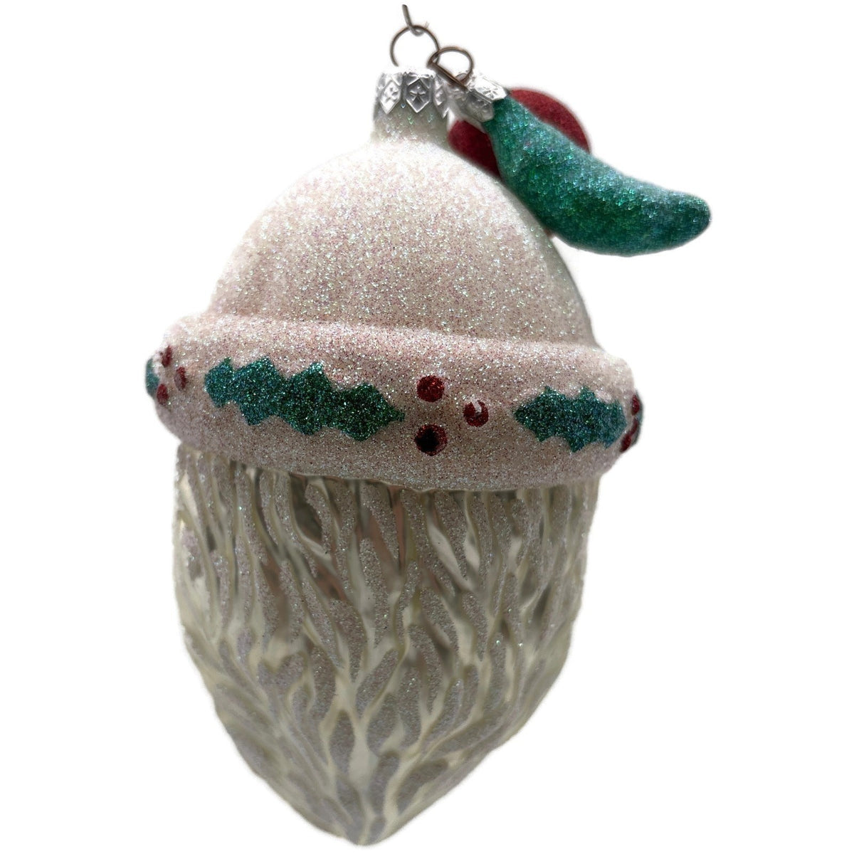 Patricia Breen Thornhill Santa Head Pearl Holly Berry Christmas Ornament 98425