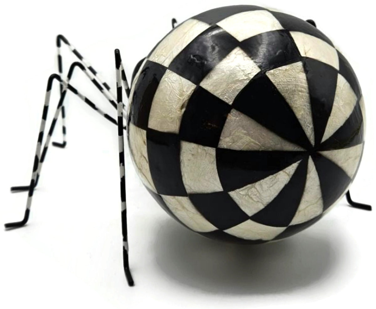 MacKenzie Childs Courtly Capiz Spider Metal Wire Check Halloween Decor Figurine3