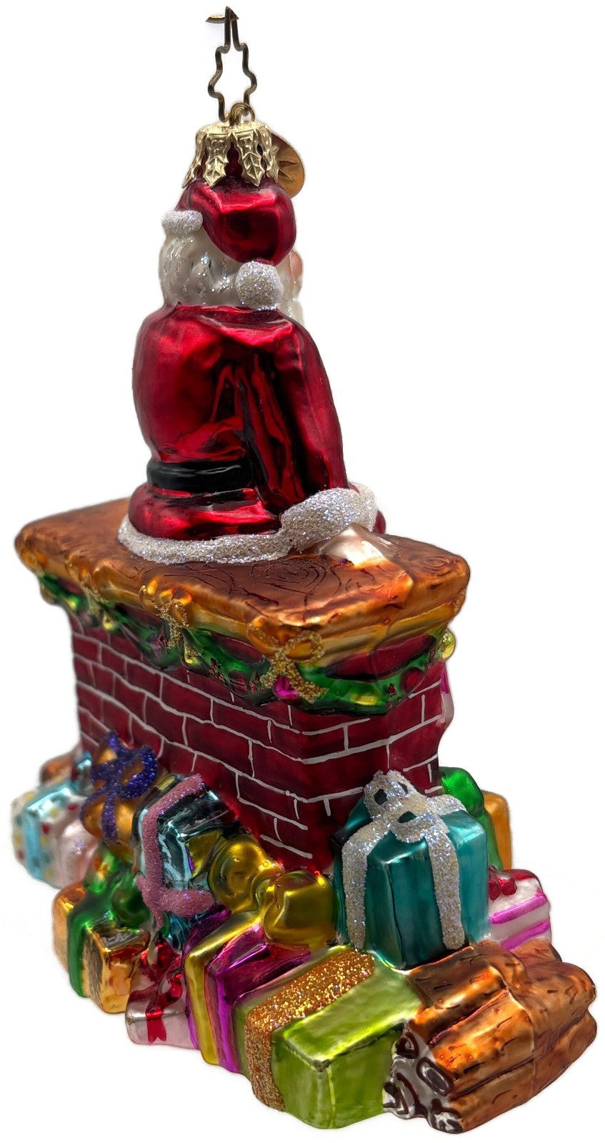 Christopher Radko Santa Pause Gifts Fireplace Glass Christmas Ornament 10101735