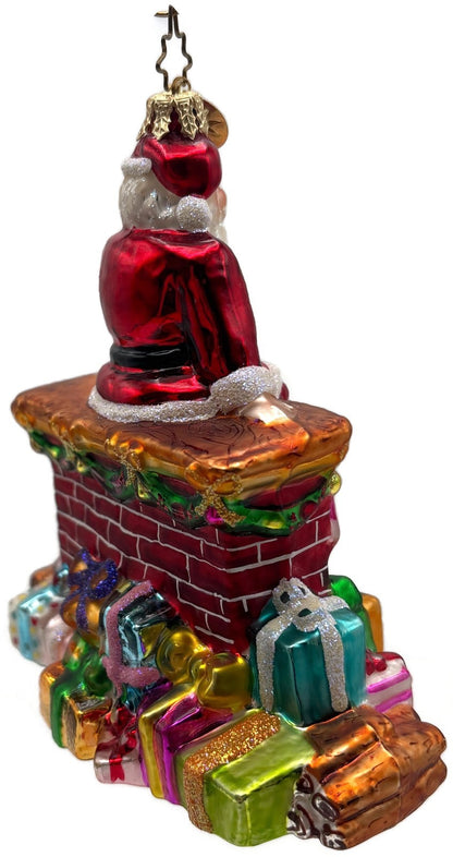 Christopher Radko Santa Pause Gifts Fireplace Glass Christmas Ornament 10101735